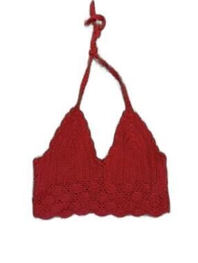 Red Crochet Knitted Halter Top Zara Women Small